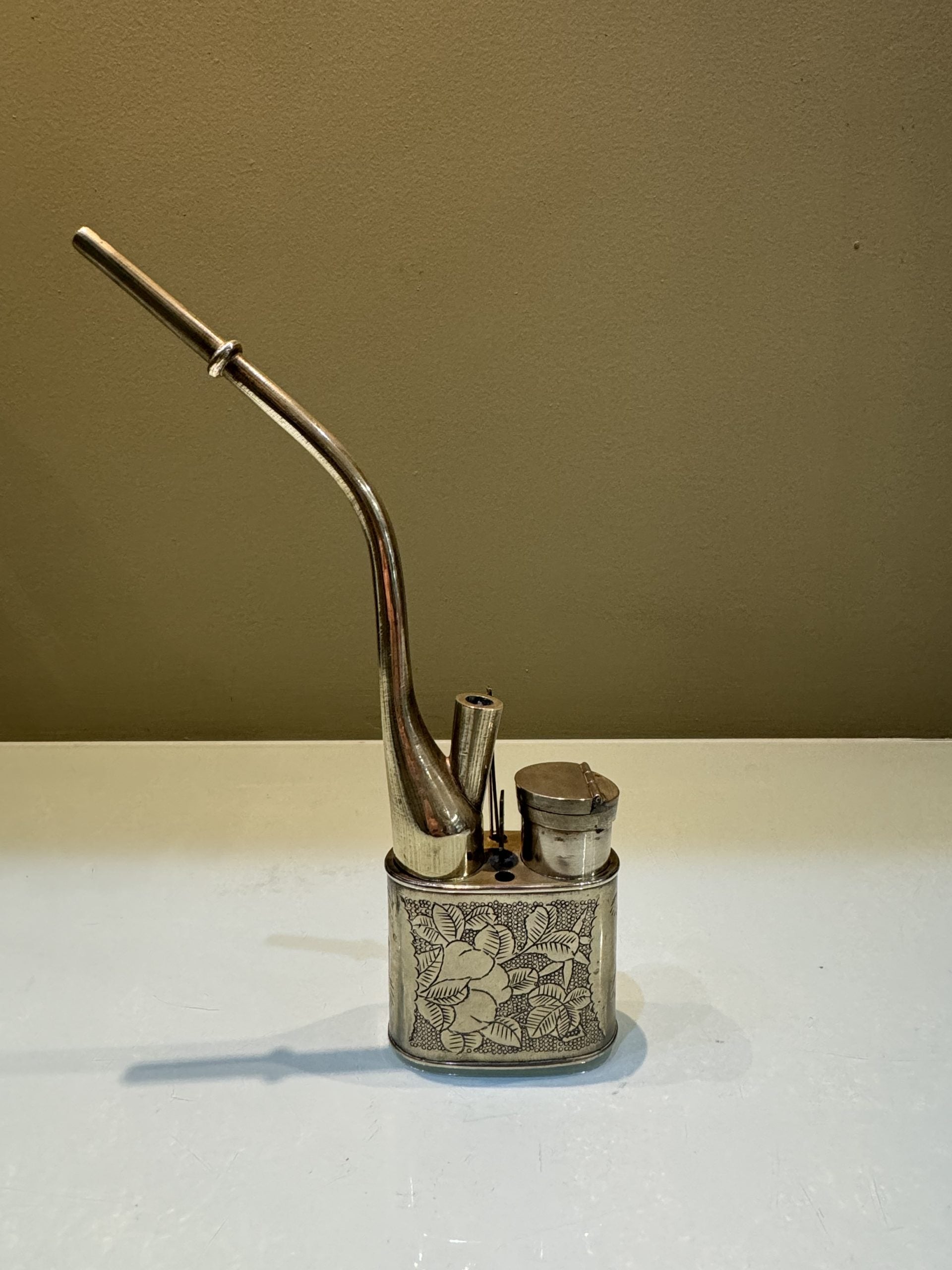19th C. Chinese Qing Dynasty Brass Op**m Water Pipe
